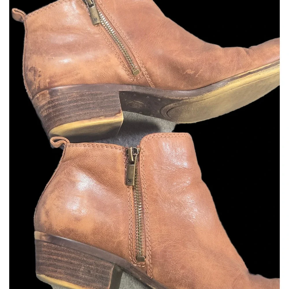 Lucky brand leather Ankle Booties‎ brown Sz 8.5 Basel boho chic western everyday